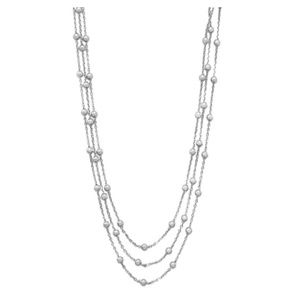 RHODIUM PLATED 3 STRAND SATELLITE CHAIN CHOKER